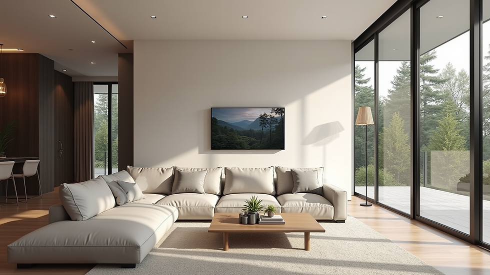 Eye-level view of a modern smart home with integrated technology