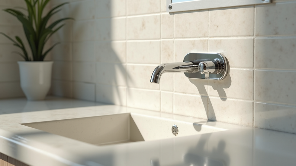 Close-up view of elegant ceramic tiles in a bathroom