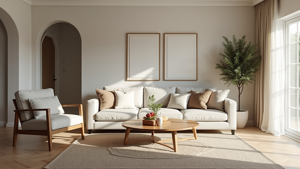 High angle view of a cozy living room after a successful remodel