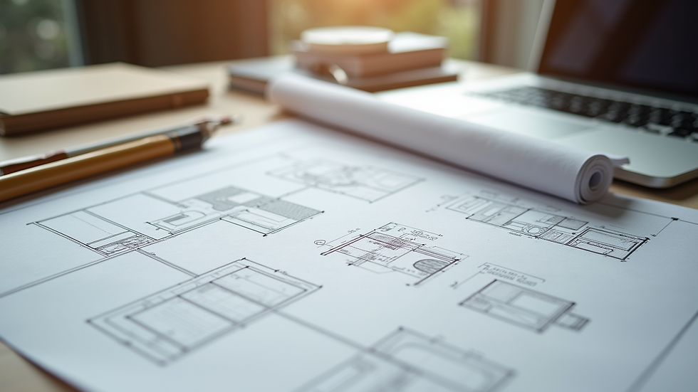 Close-up view of a detailed renovation plan on a table