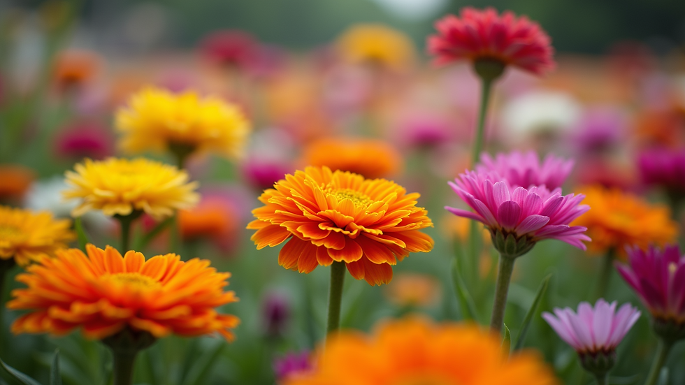 Close-up view of a well-maintained flower bed with colorful blooms