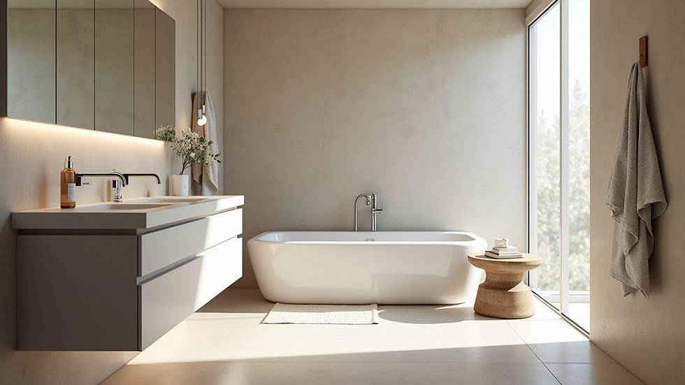 Eye-level view of a beautifully designed modern bathroom
