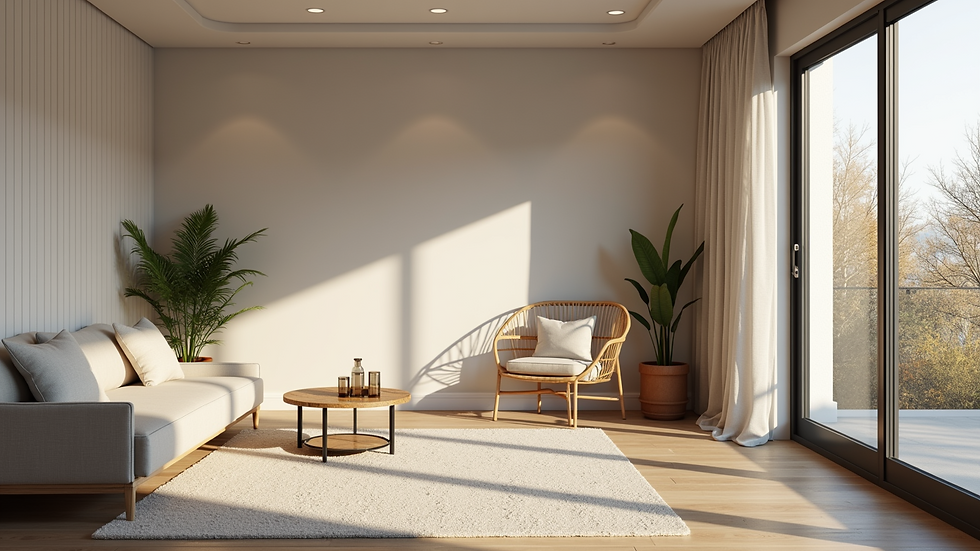 High angle view of a beautifully designed room showcasing a blend of modern and traditional elements