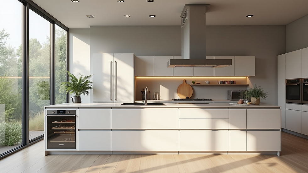 High angle view of a beautifully renovated kitchen