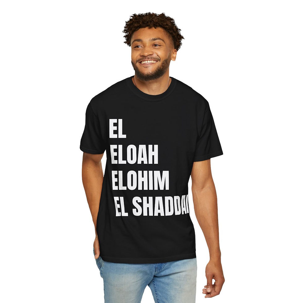 Thumbnail: YHWH and the 7 Holy Names (Characteristics) Unisex Garment-Dyed T-shirt