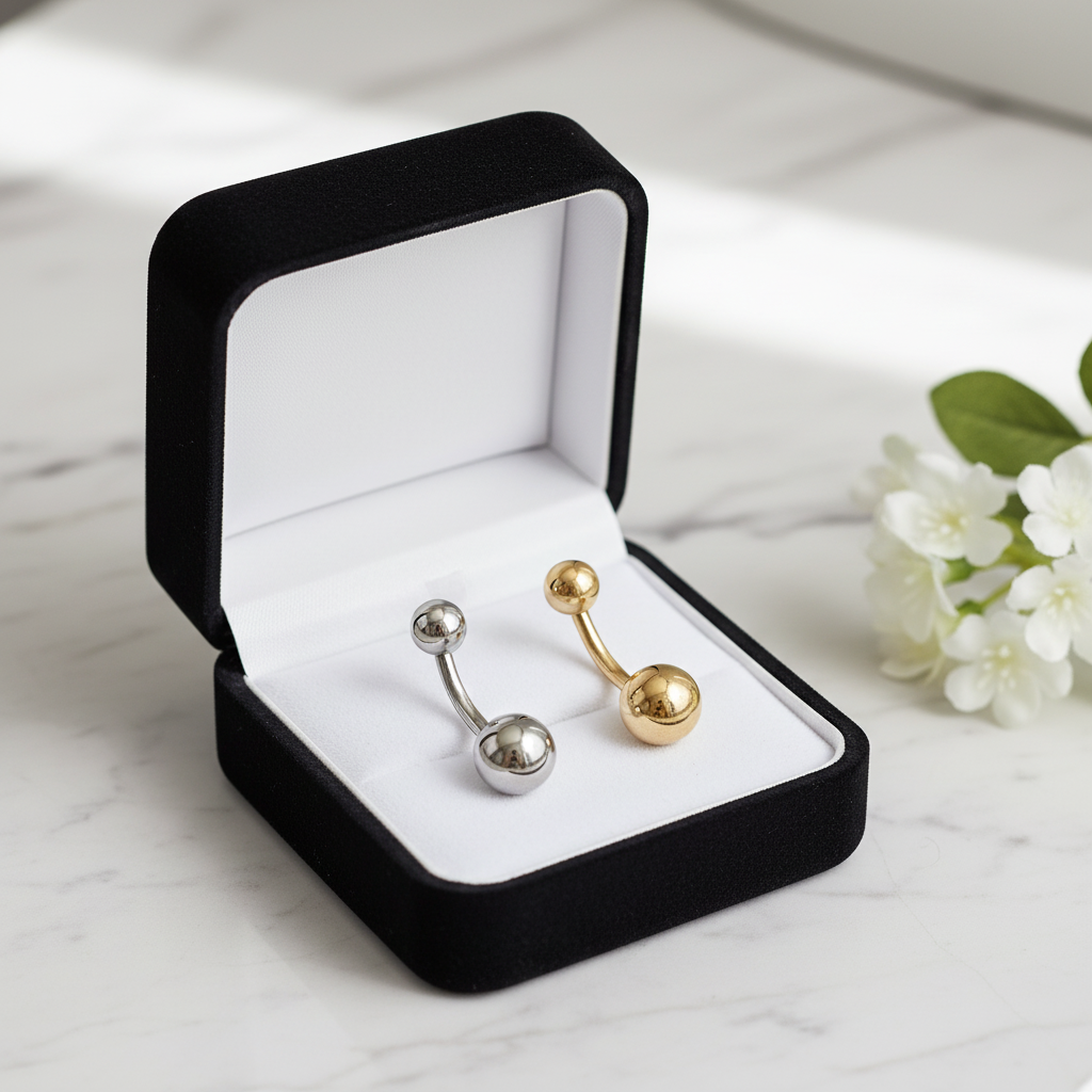 316L Surgical Steel Plain Belly Navel Ring – 14G Barbell, 11mm Length