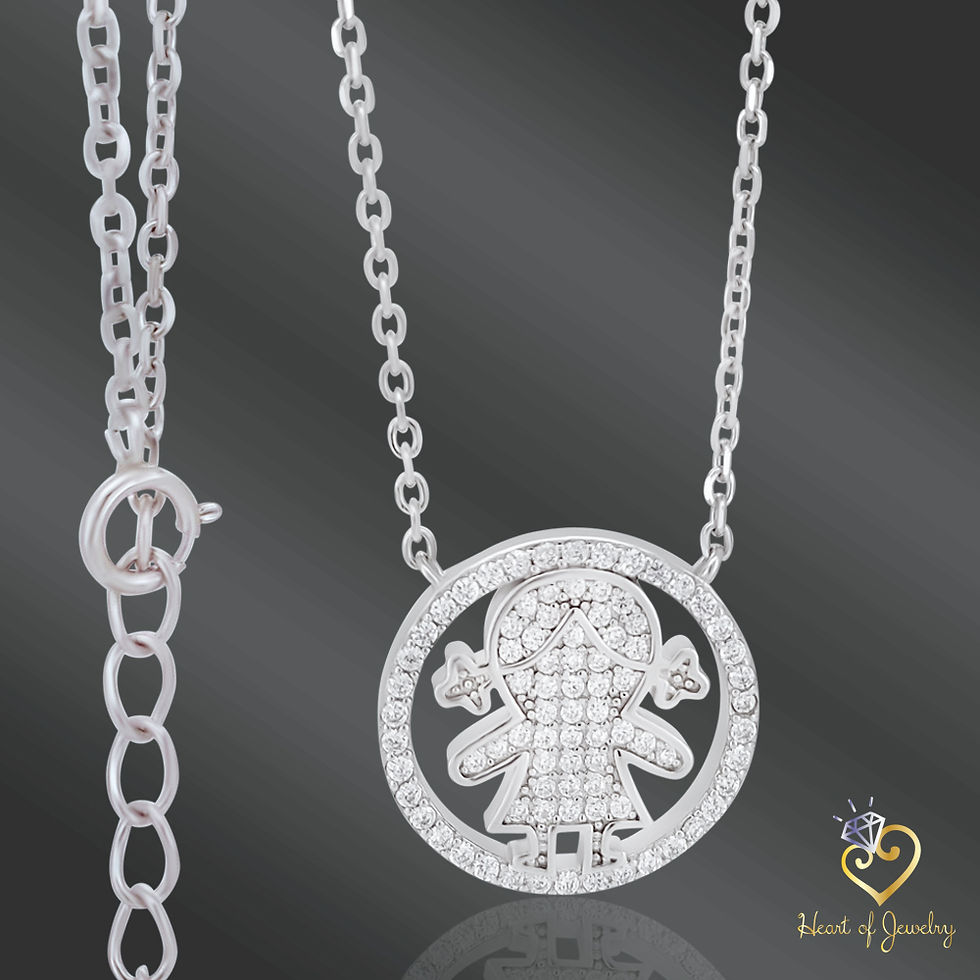 Thumbnail: 925 Sterling Silver Cable Link Chain with Little Girl Pendant