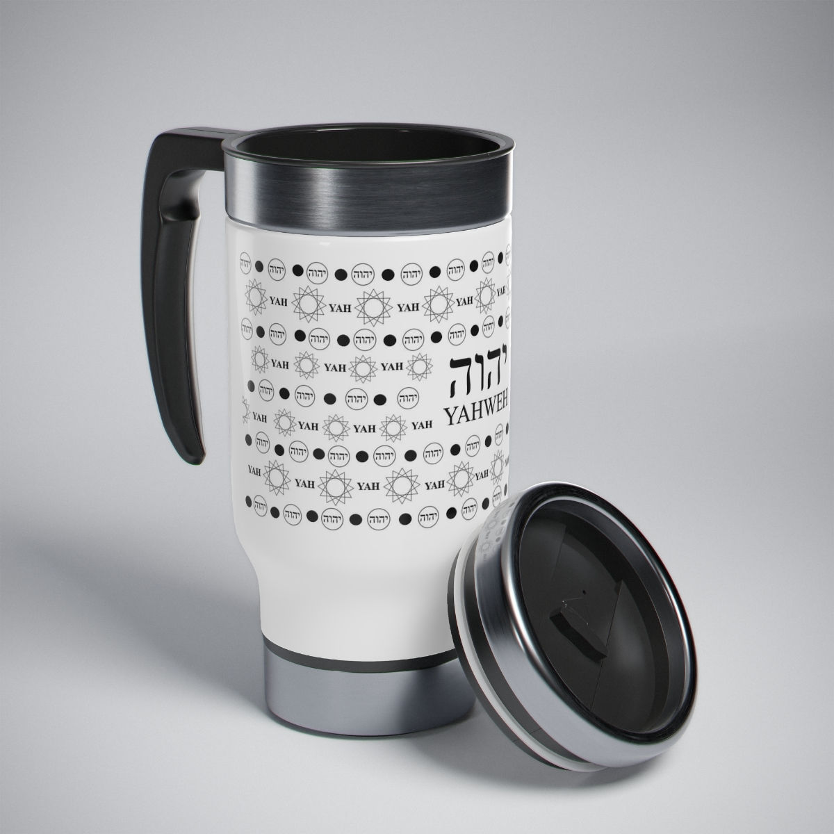 YHWH Stainless Steel Travel Mug with Handle, 14oz