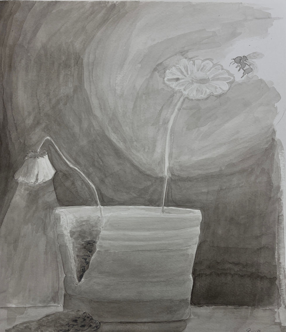 Shaded flower in vase