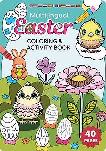 Easter multilingual coloring and activity book cover