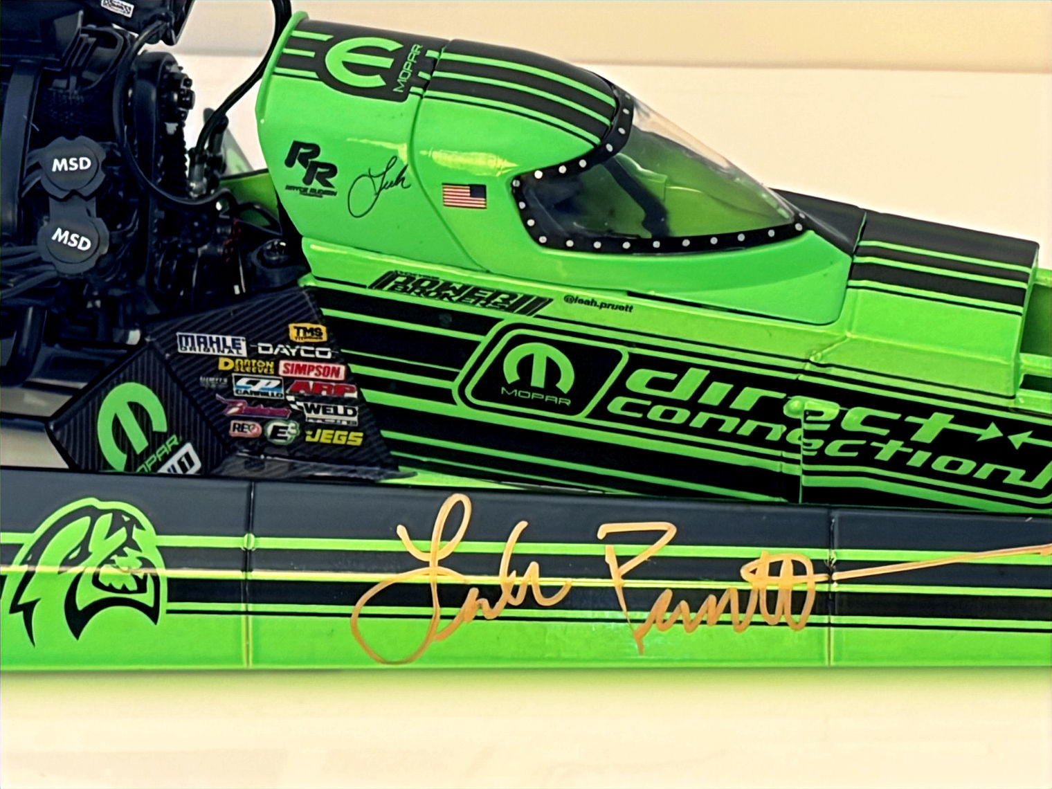 Autographed W-COA 2023 Leah Pruett DIRECT CONNECTION NHRA Top Fuel Dragster