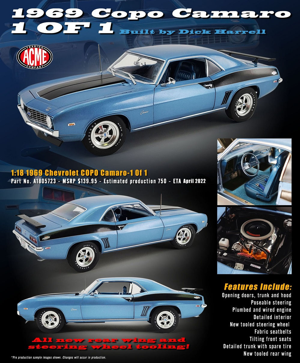 ACME 1969 Dick Harrell COPO 427/425HP Chevrolet Camaro 1/18