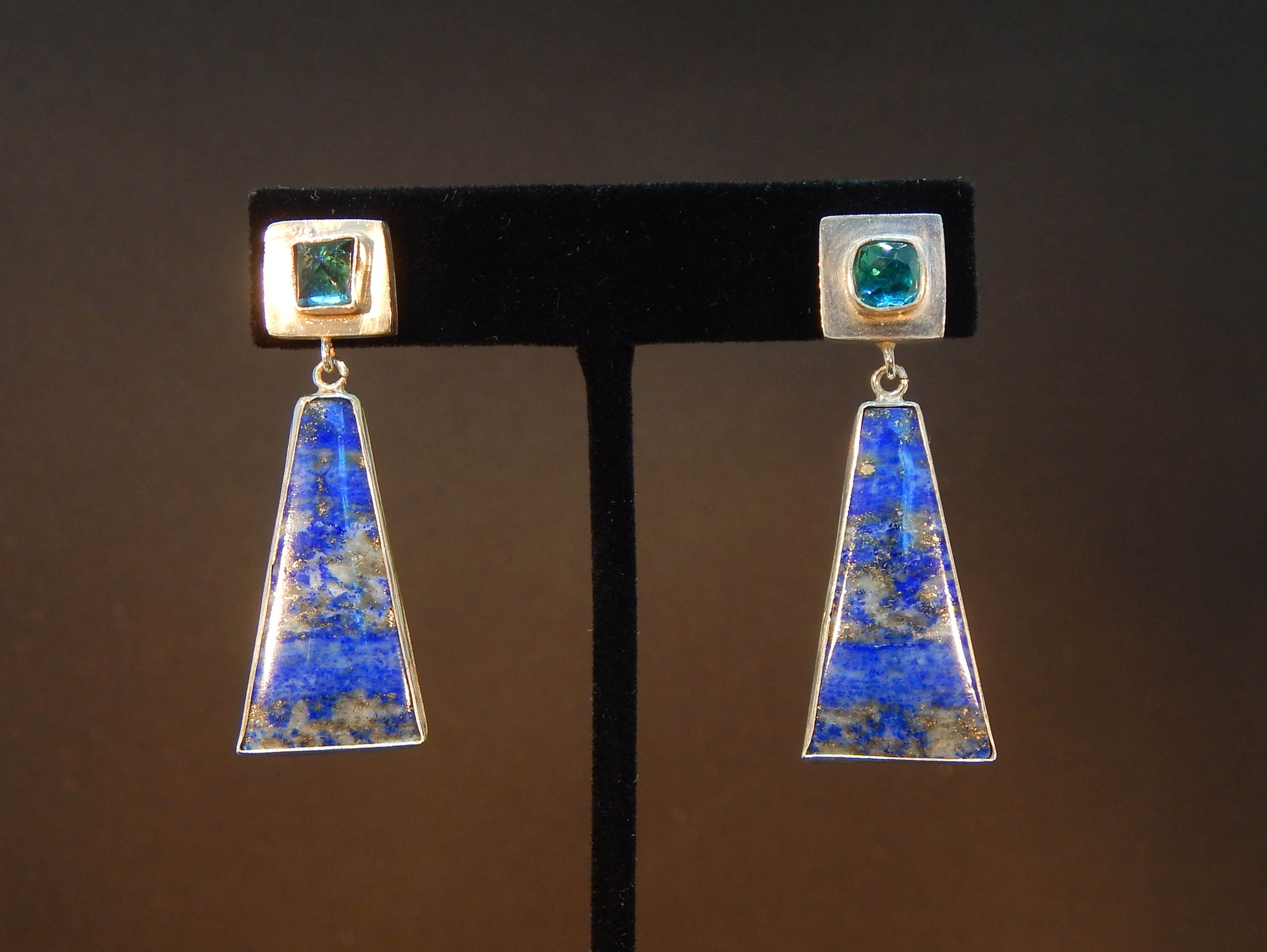 Lapis and Tourmaline Earrings