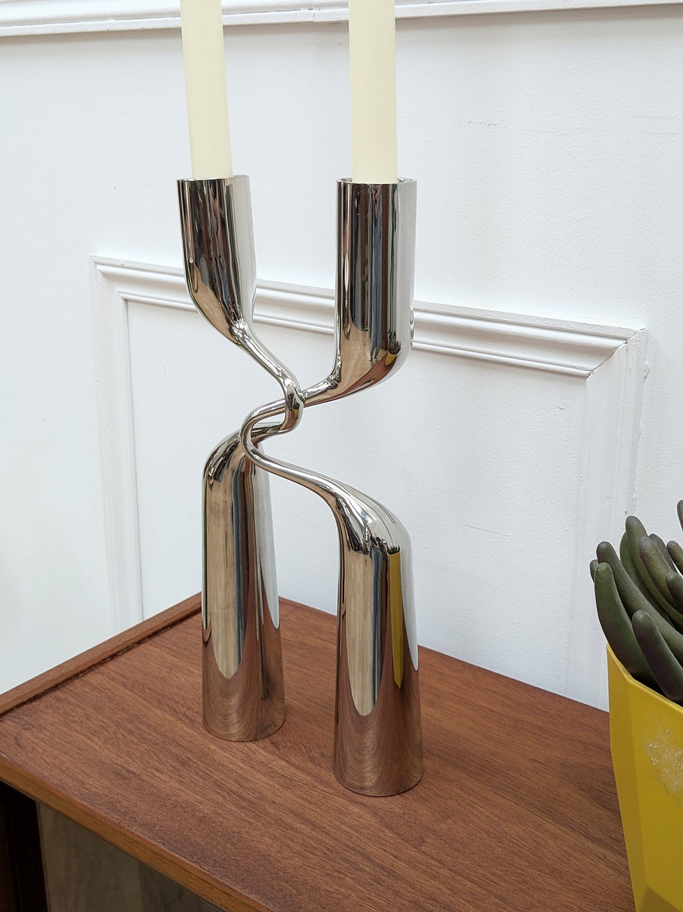 Bougeoir design Tango Chromé - Vue de côté