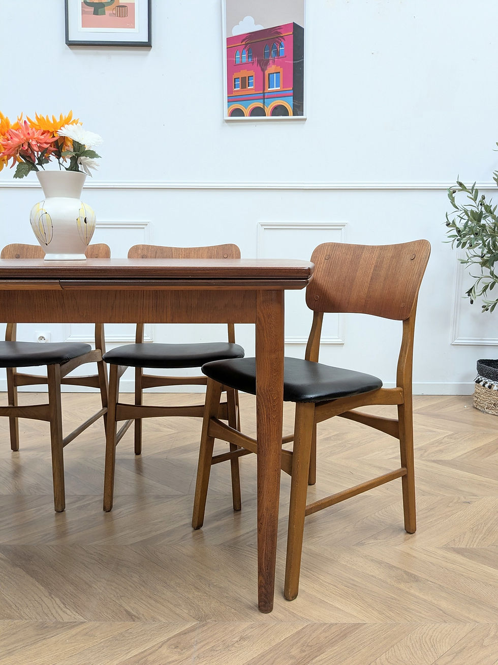 Miniature : Table à manger Teck Danois extensible 60s - Détail pied