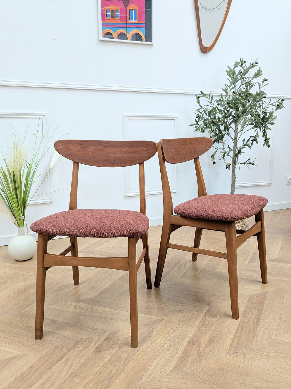 Miniature : Paire Chaises Farstrup 210 Scandinaves 60s - Vue de côté