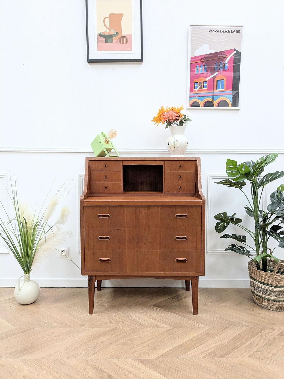 Secrétaire Vintage Scandinave en Teck - Vue de face