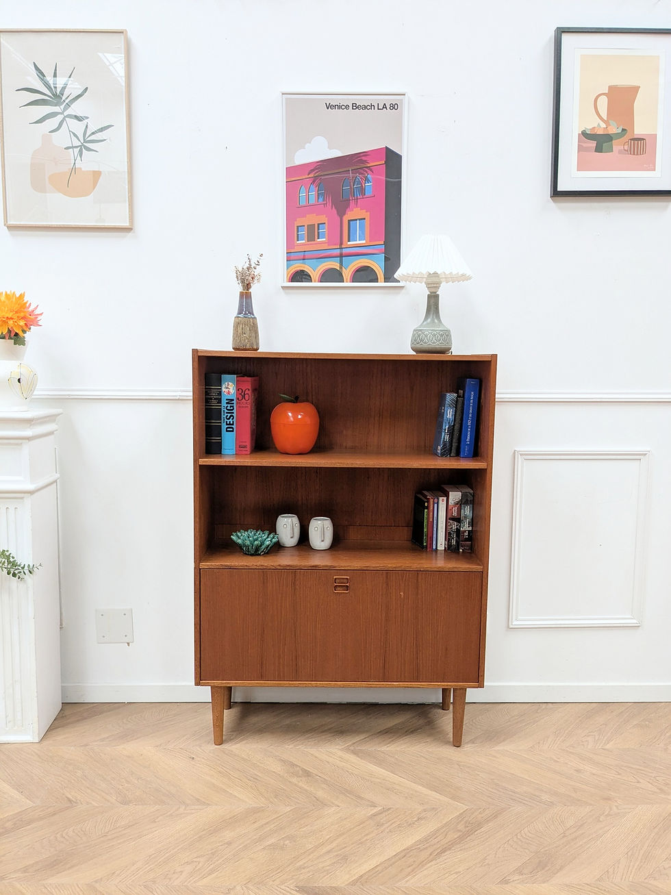 Bibliothèque Scandinave Années 60 Teck - Vue de face