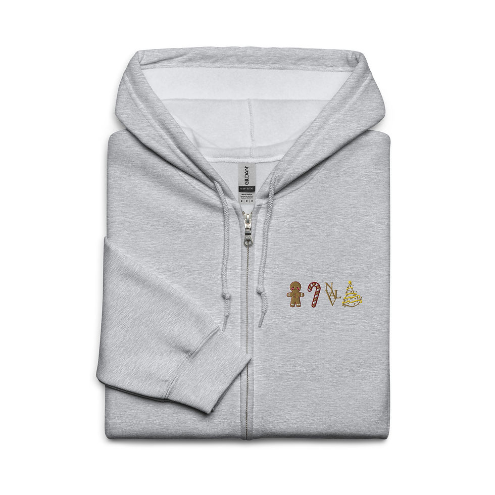 Miniature : Veste à capuche zippé Naala – Bonhomme Pain d’Épices, Canne à Sucre et Sapin