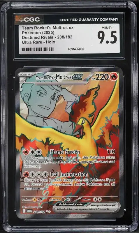 TEAM ROCKET`S MOLTRES POKEMON CARD CGC GRADED 9.5
