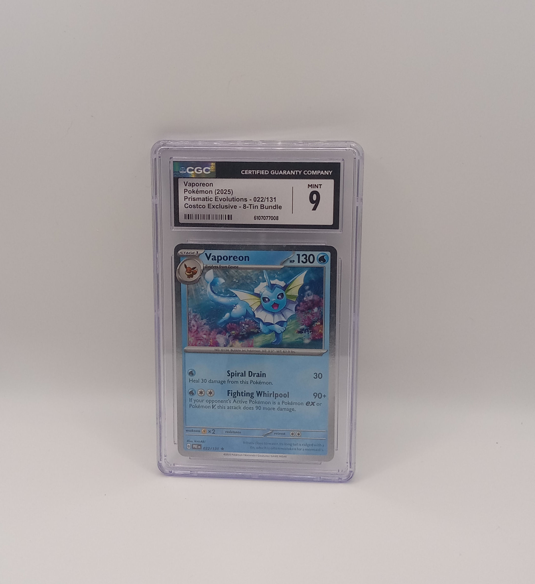 Vaporeon prismatic evolutions Pokémon card CGC Graded 9 Mint