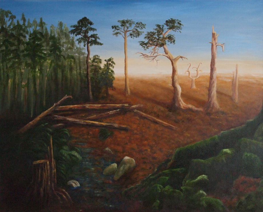old trees in oilpainting