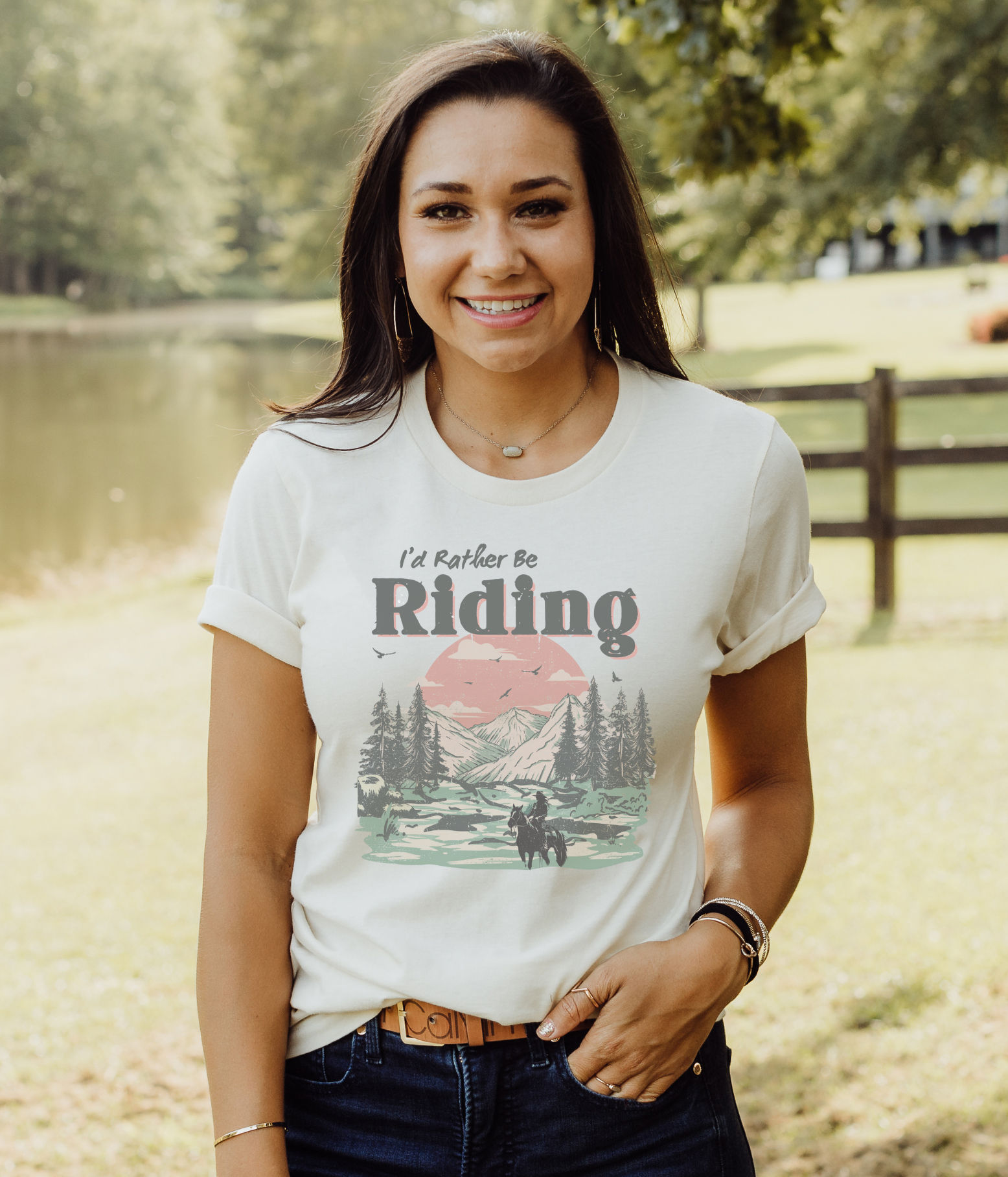 I'd Rather Be Riding crewneck tee