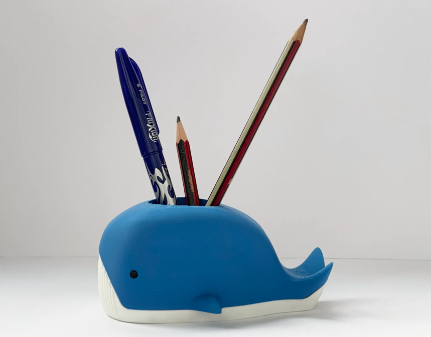 Porta-lápis com Suporte de Celular Baleia Decoração e Organizador