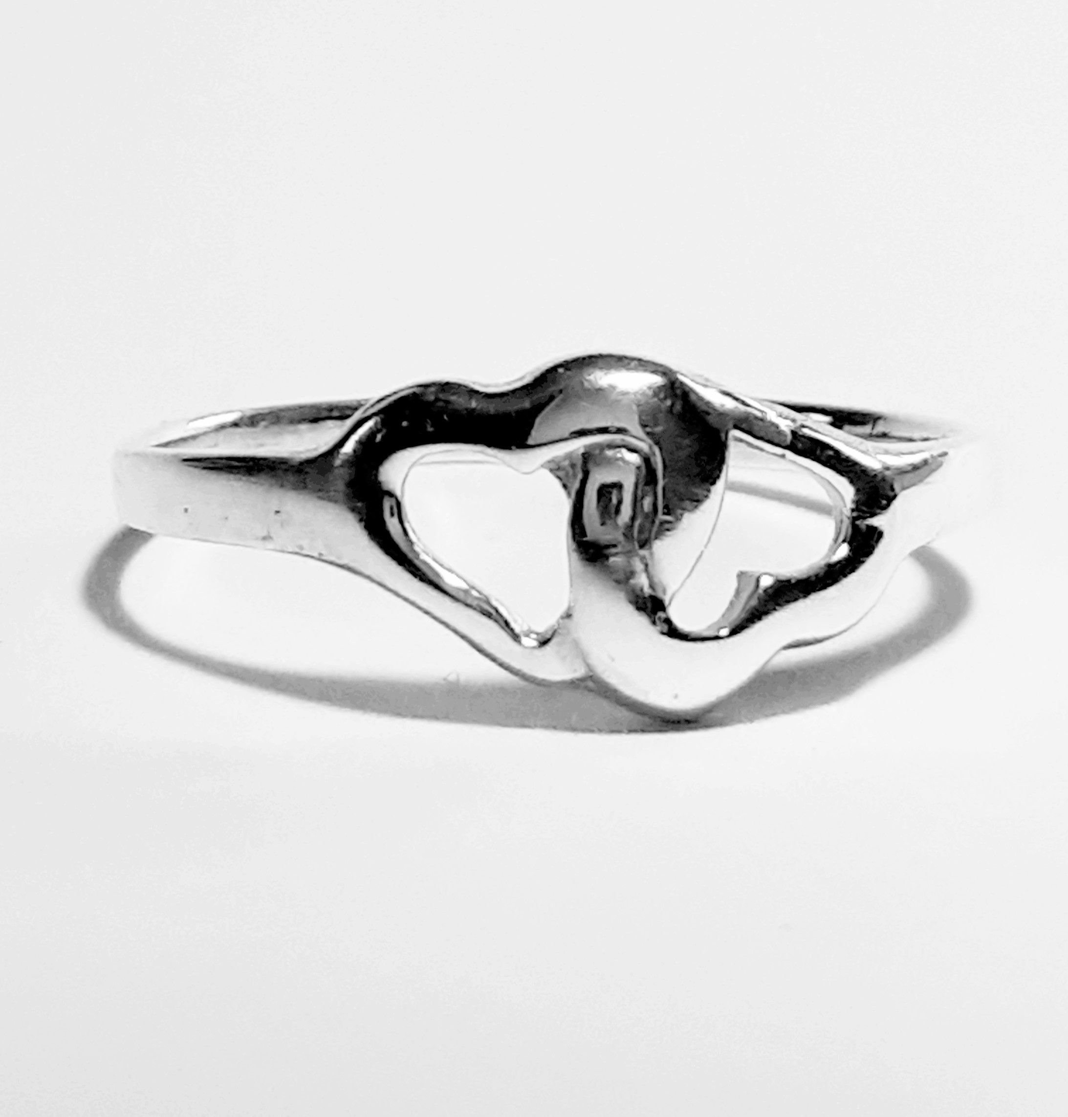 Sterling Silver Double Heart Ring (Size 5.75)