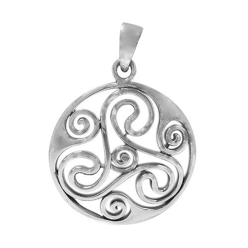 Sterling Silver Triskelion and Spirals Pendant