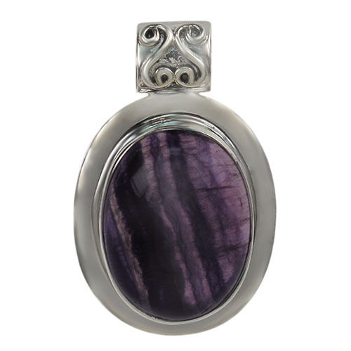 Sterling Silver Oval with Fluorite Pendant