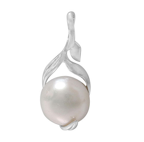 Rhodium Plated Sterling Silver Fresh Water Pearl Pendant