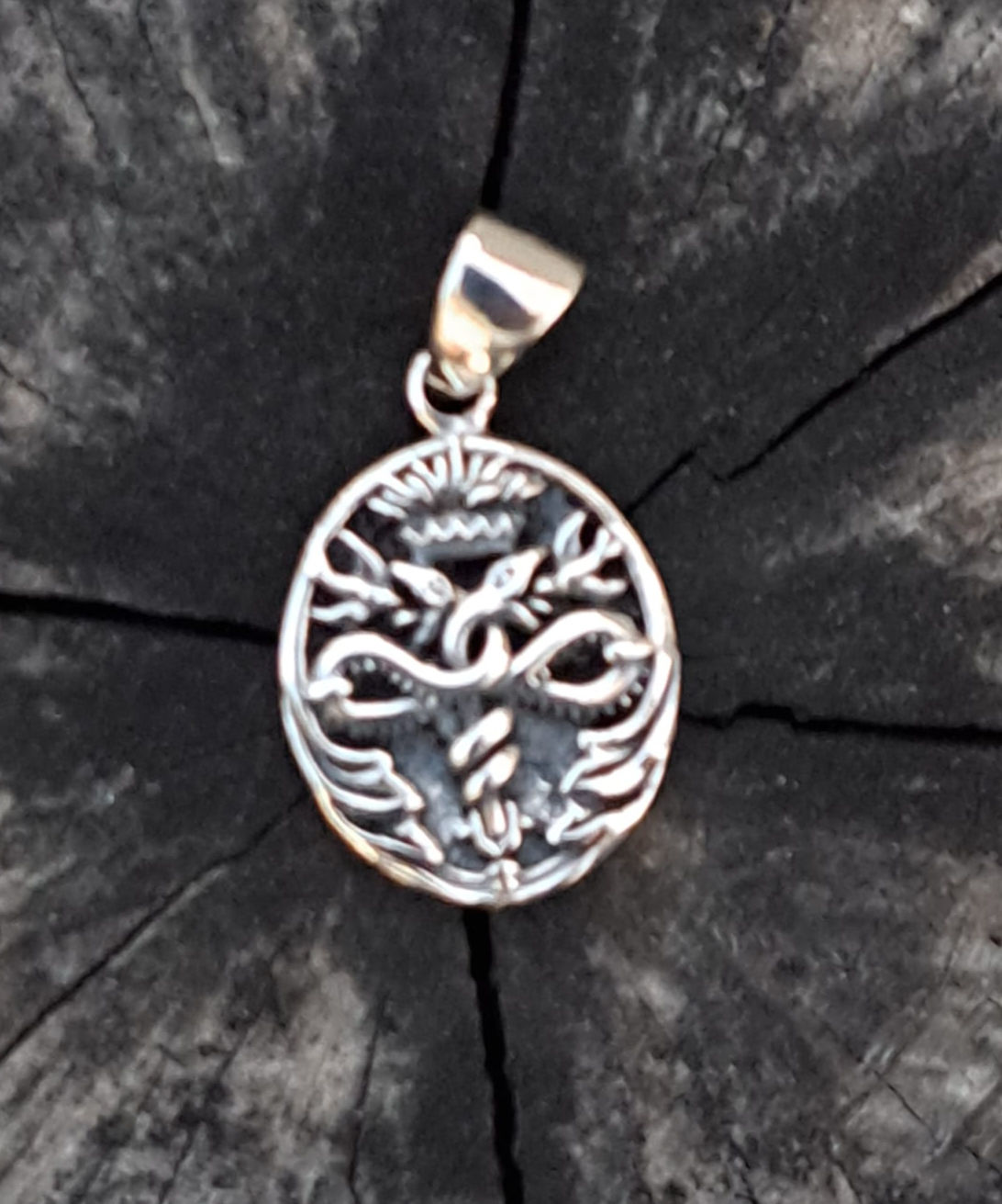 Sterling Silver Rod of Asclepius Pendant