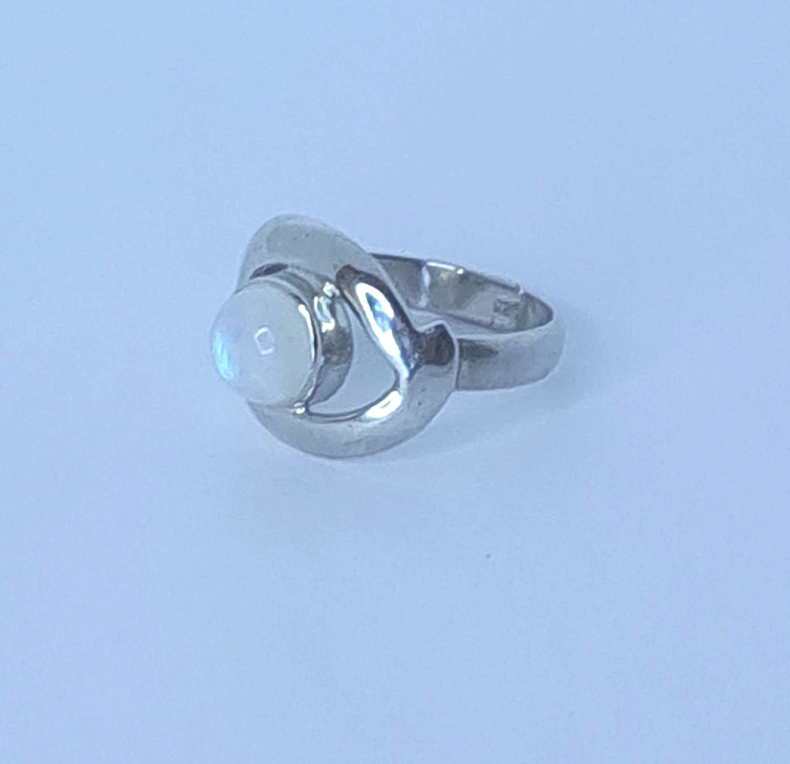 Sterling Silver Eye with Moonstone Ring