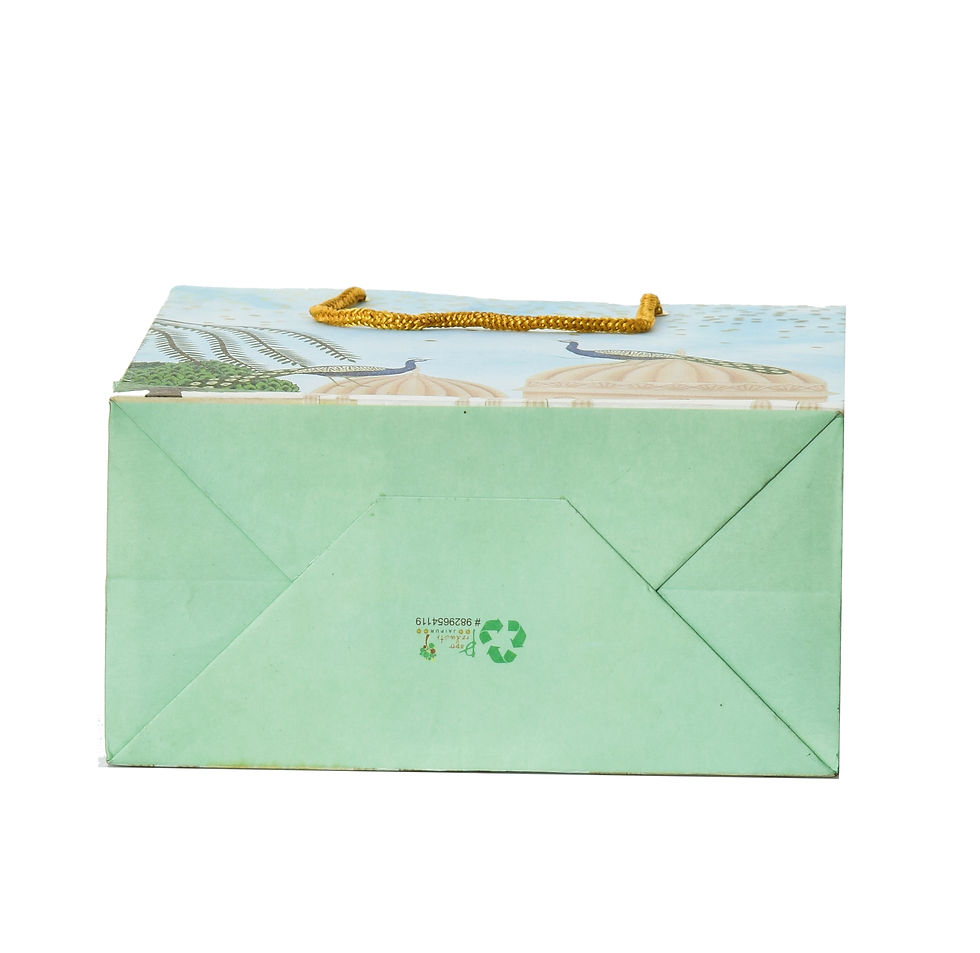 Thumbnail: PPJ ® -WEDDING (PEACOCK MAHAL GREEN ) (10 Pcs.) 10X8X4 INCH PAPER CARRY BAGS