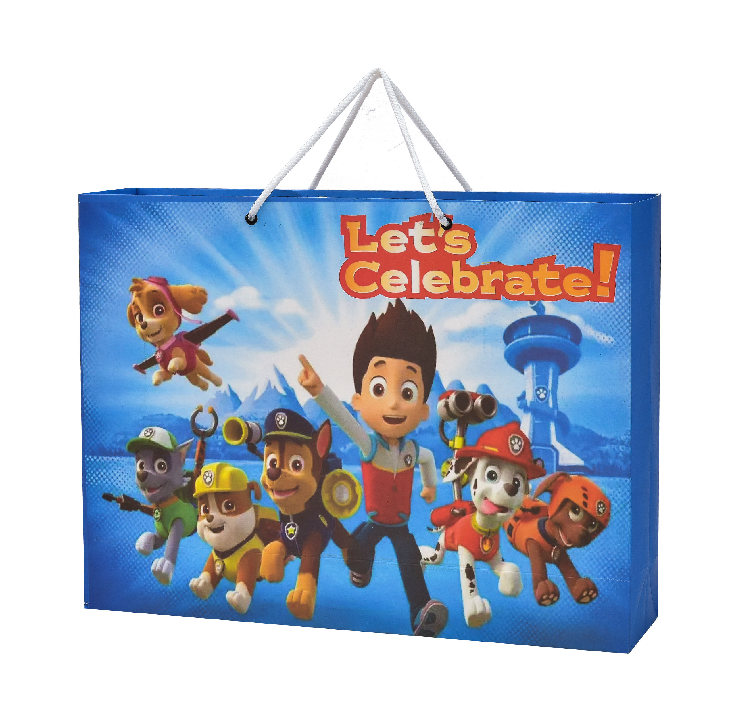 PPJ ® -HAPPY BIRTHDAY (PAW PETROL) (10 Pcs.) 16X12X4 INCH PAPER CARRY BAGS