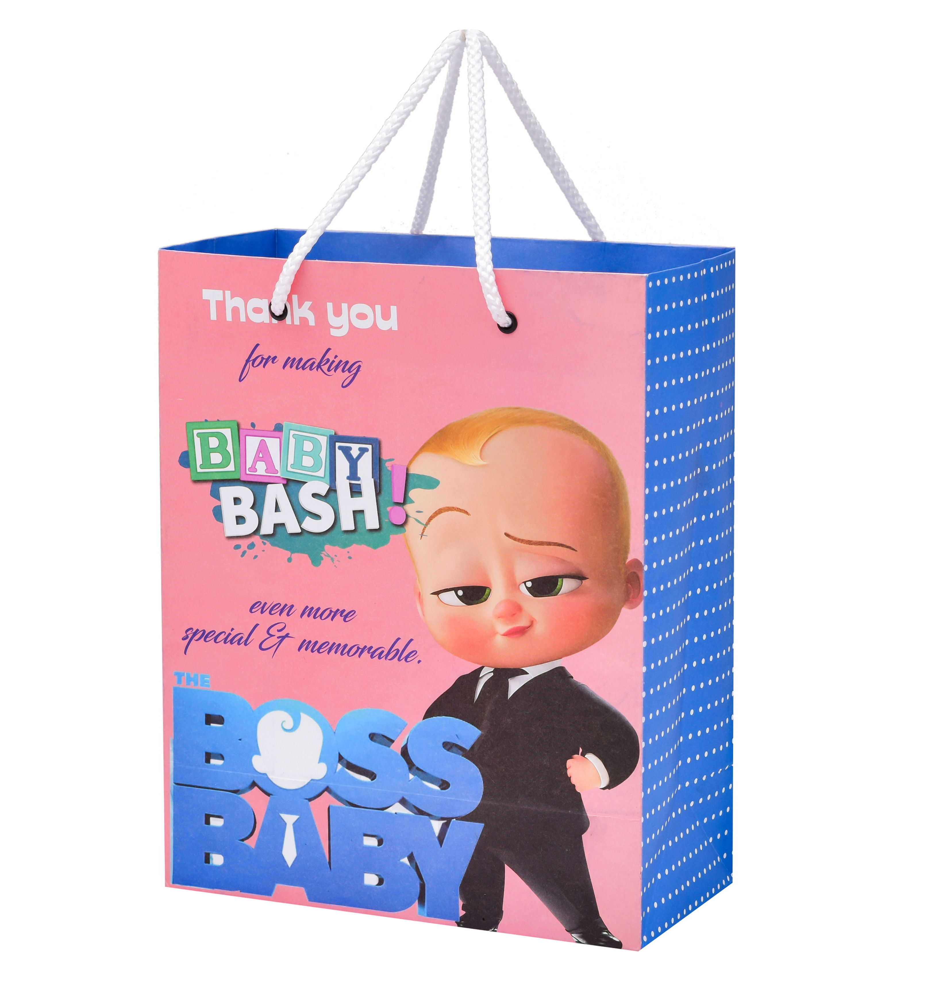 PPJ ® -HAPPY BIRTHDAY (BABY BOSS) 10X8X4 INCH (10 PCS) PAPER CARRY BAG