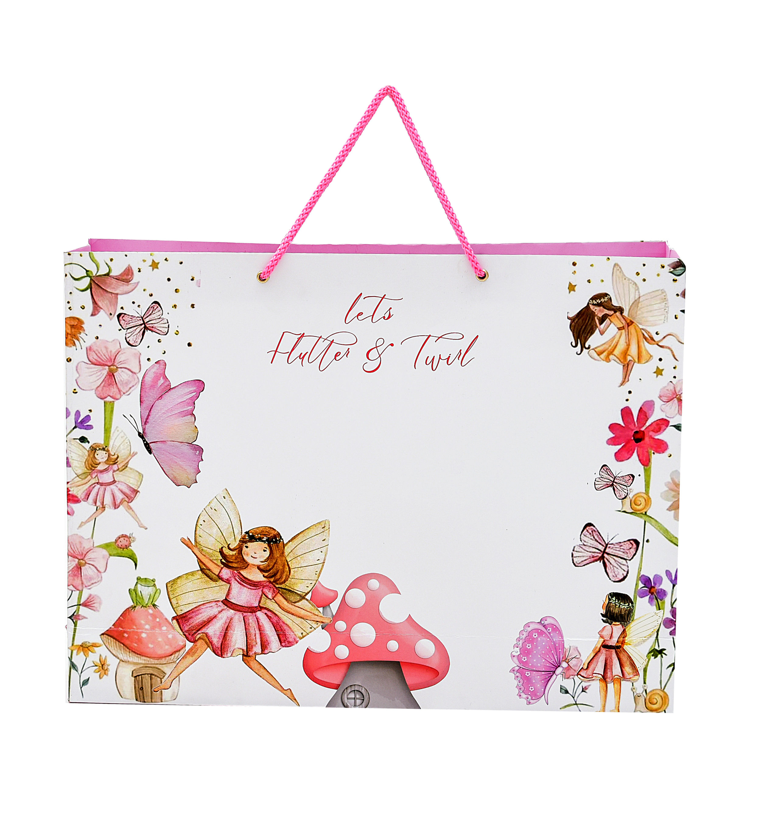 PPJ ® -HAPPY BIRTHDAY (BUTTERFLY) (10 Pcs.) 16X12X4 INCH PAPER CARRY BAGS