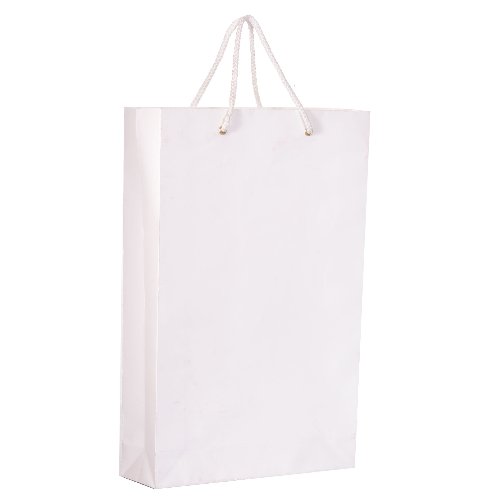 PPJ ® -PLAIN WHITE (VERTICAL) (10 Pcs.) 16X12X4 INCH PAPER CARRY BAGS
