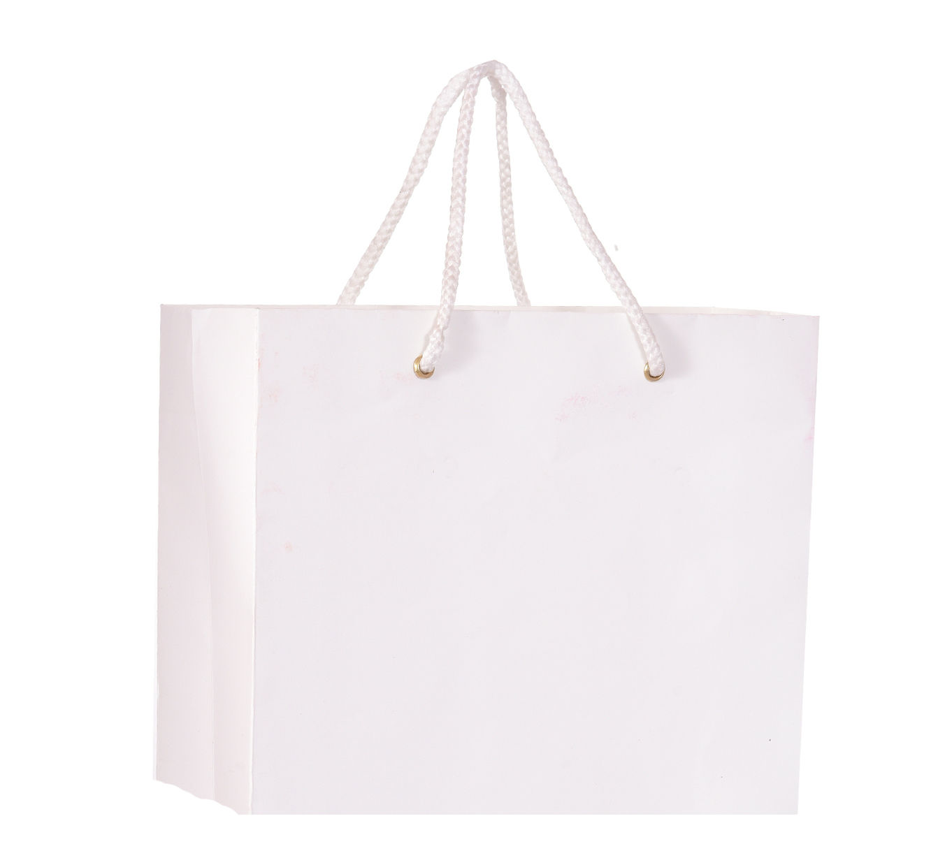 PPJ ® -PLAIN WHITE (HORIZONTAL) (10 Pcs.) 16X12X4 INCH PAPER CARRY BAGS