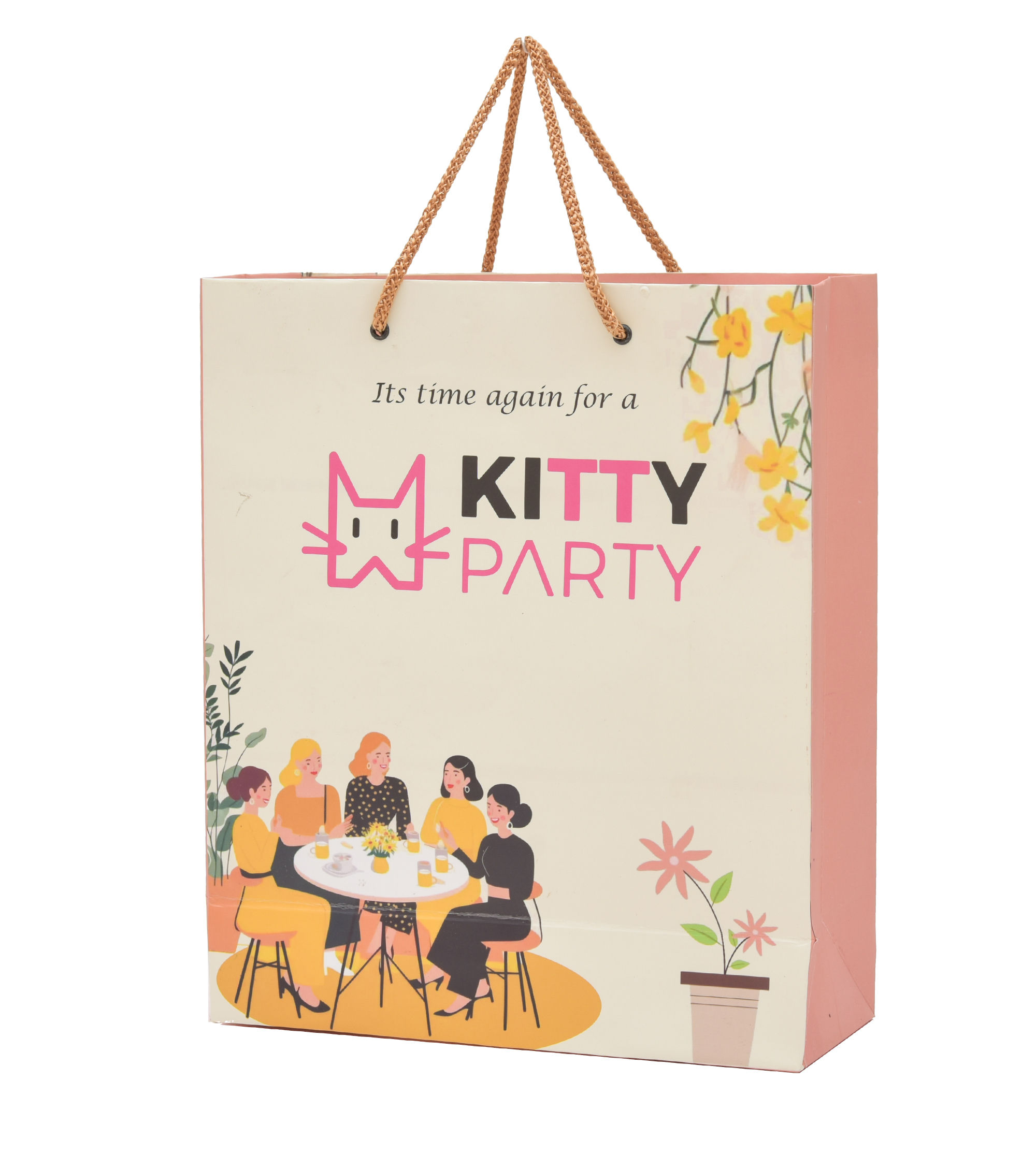 PPJ ® - KITTY PARTY (10 Pcs.) 10X12X4 INCH PAPER CARRY BAGS