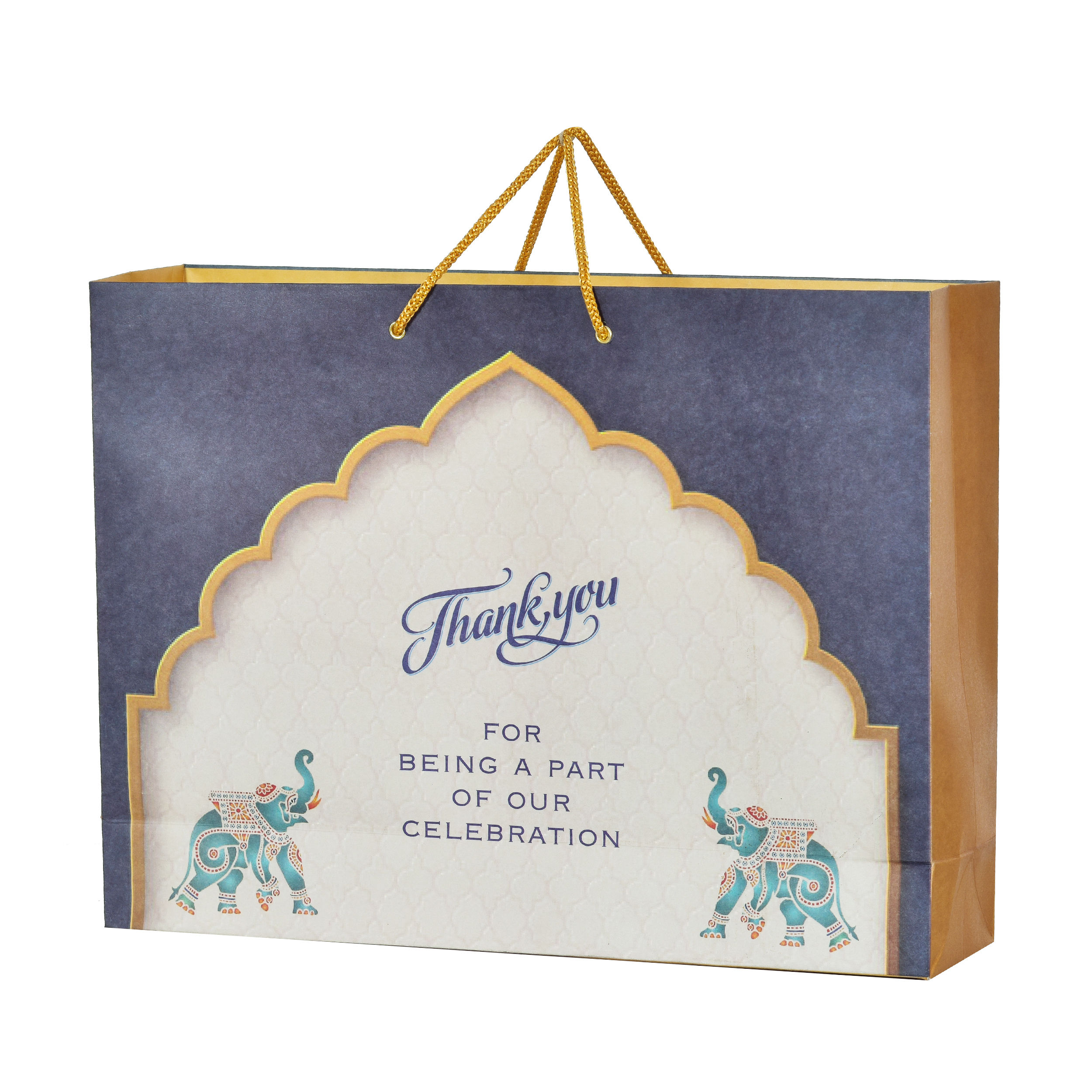 PPJ ® -WEDDING (THANK YOU ELEPHANT BLUE ) (10 Pcs.) 16X12X4 INCH PAPER BAGS