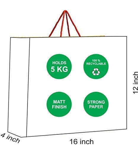Thumbnail: PPJ ® -HAPPY DIWALI  (CORNER RANGOLI ) (10 Pcs.) 16X12X4 INCH PAPER CARRY BAGS