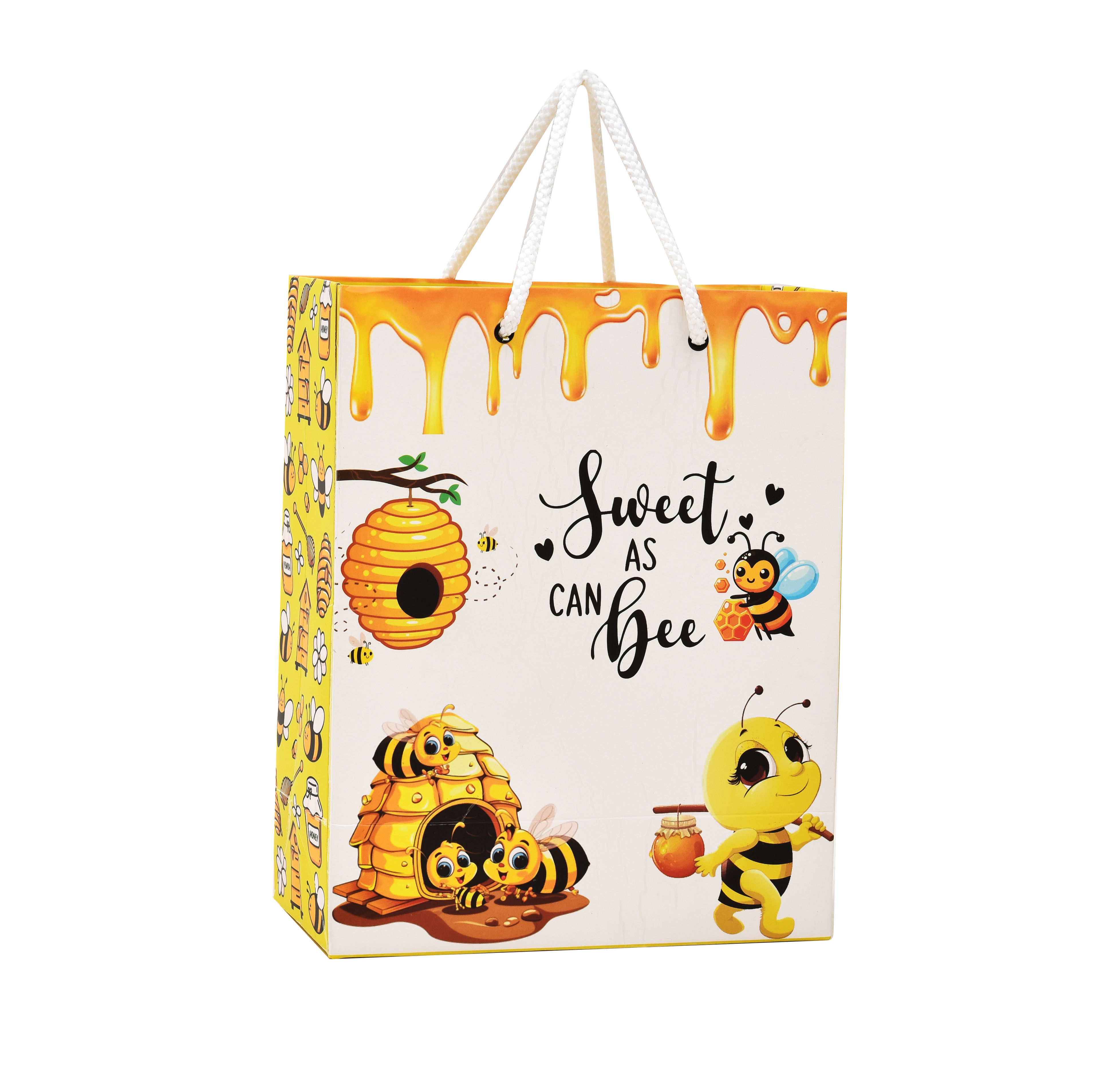 PPJ ® -HAPPY BIRTHDAY (HONEY BEE THEME) 10X8X4 INCH (10 PCS) PAPER CARRY BAGS