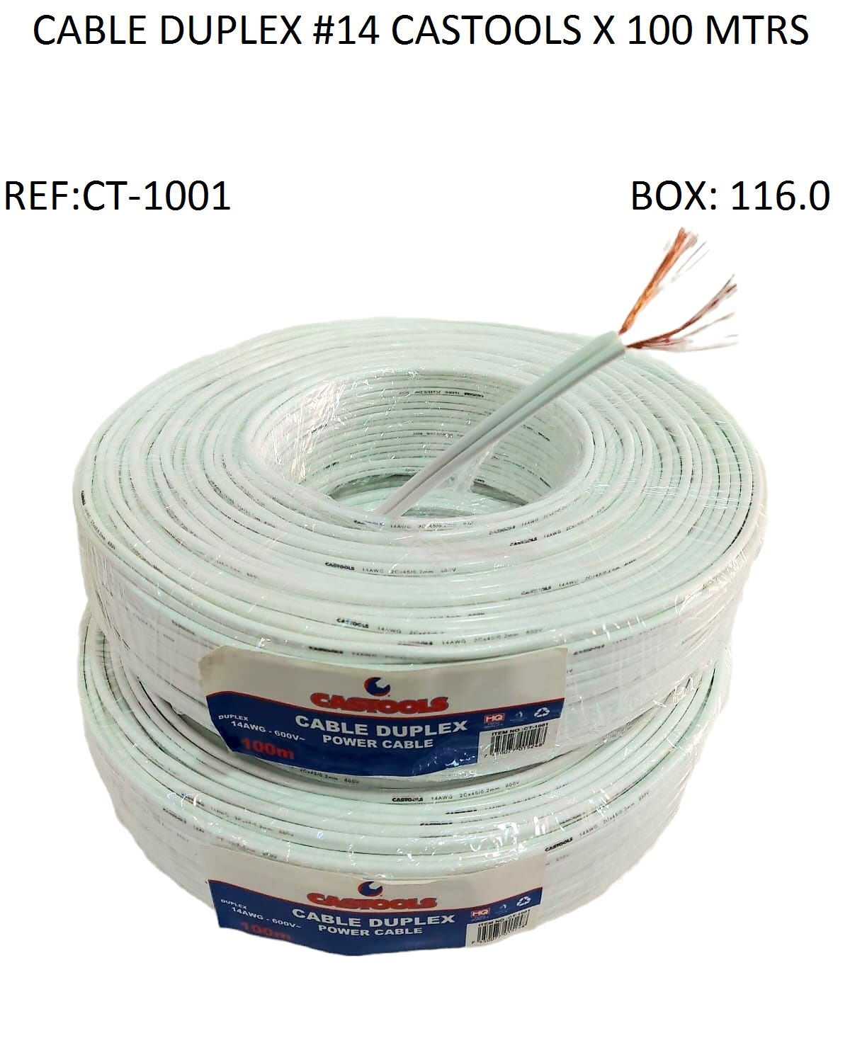 CABLE DUPLEX #14 CASTOOLS X 100MTRS