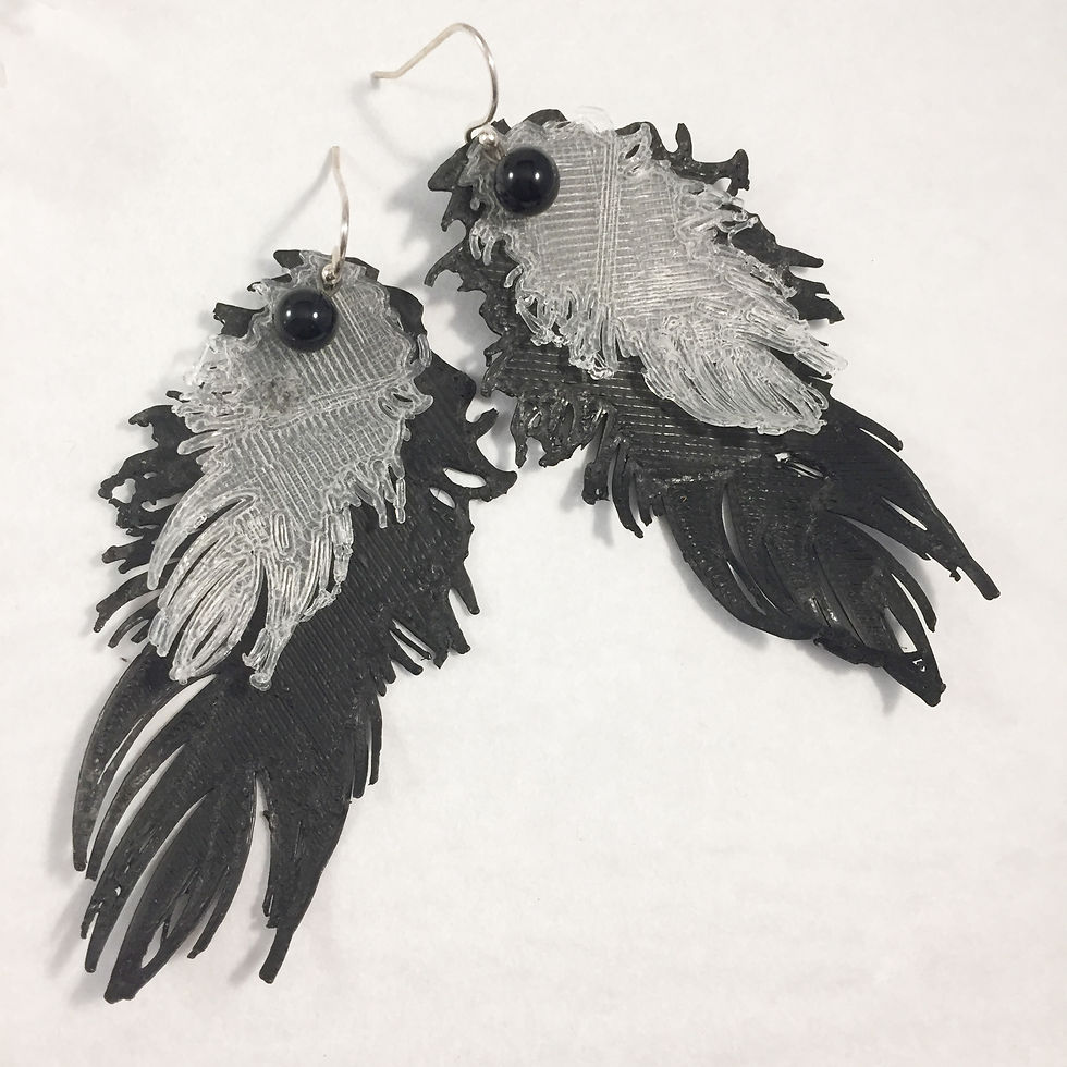 Miniature : Grandes boucles d'oreilles plumes noires