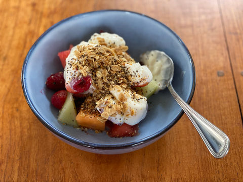 Maple Pecan granola on fruit