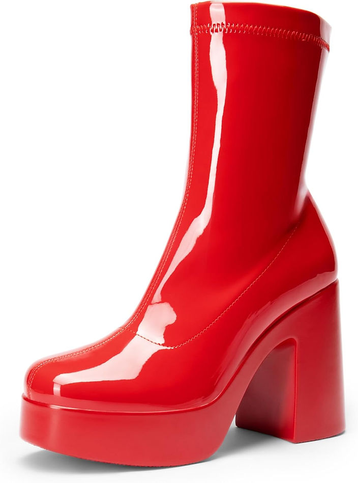 Red Silicone High heel female boots