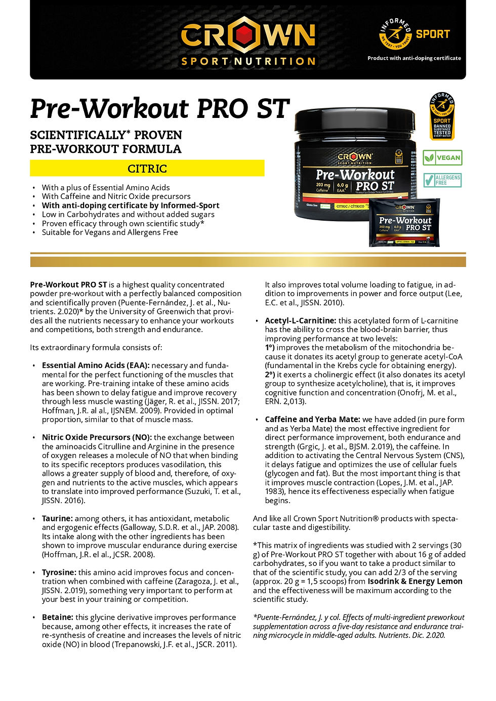 Thumbnail: Crown Sport Pre-Workout PRO ST Citric 15g x 12 pcs Box
