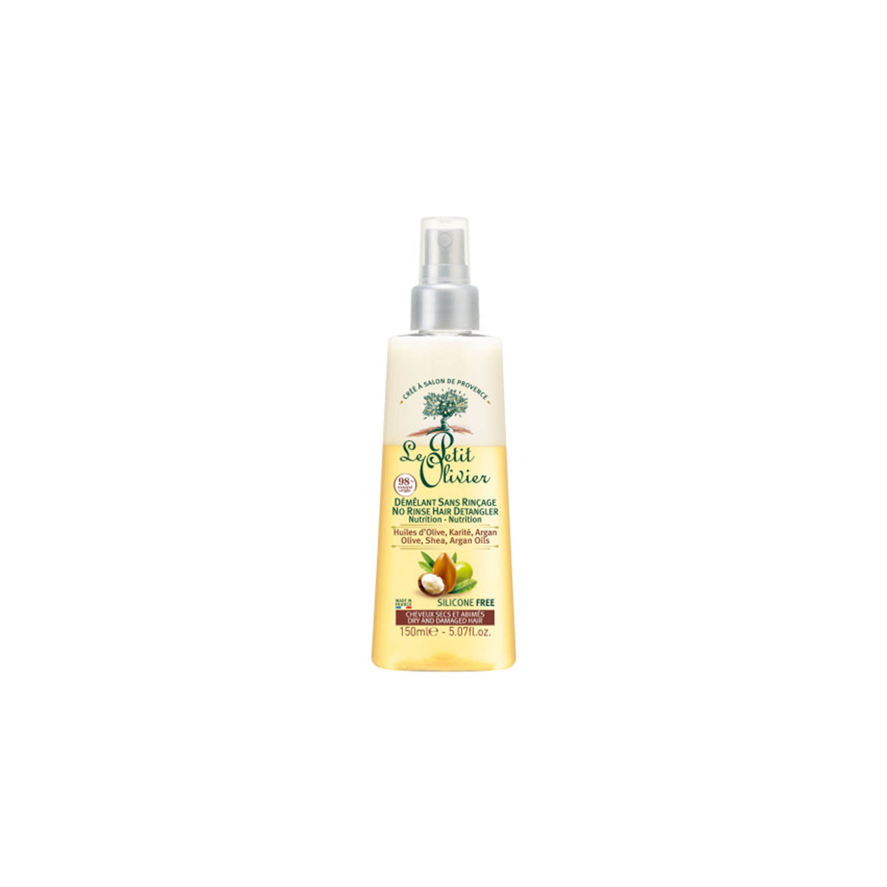 Olive, Shea, Argan Oils No-Rinse Hair Detangler - Dry & Damaged Hair - 150 ml
